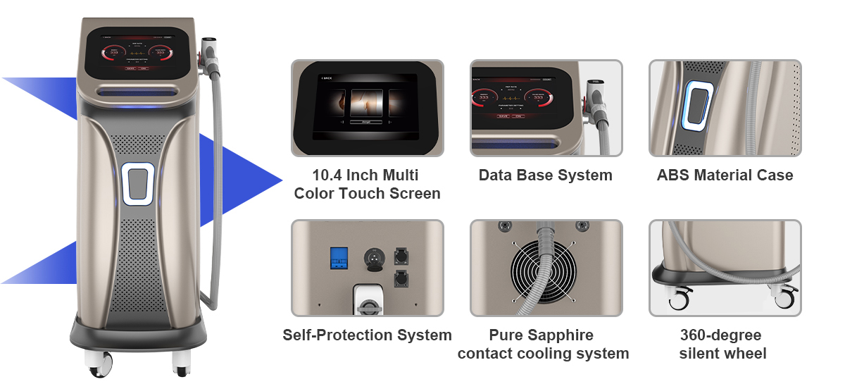 Vertical Triple Wavelength Diode Laser Hair Removal System